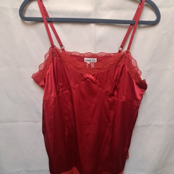 Sweet Lily NWT Y2K Fairycore Style Silk & Lace Cami in Red Size Med - Picture 1 of 10